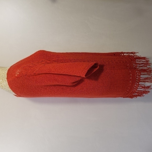 Chico's Annatto Orange Shaina Fringe Open Weave Pullover Sweater Dress Size 2/12 - Picture 5 of 11
